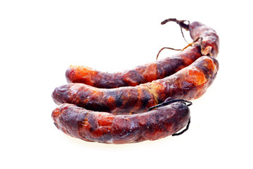 Sausages on a white background