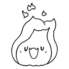 line drawing kawaii cute fire flame