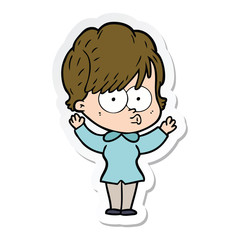 sticker of a cartoon woman