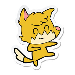 sticker of a cartoon friendly fox