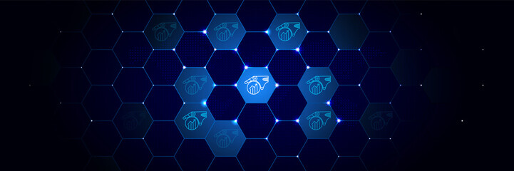 artificial intelligence statistic icon in the technological comb bacground