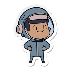 sticker of a happy cartoon astronaut