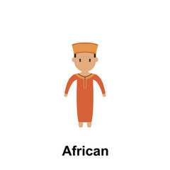 African, man cartoon icon. Element of People around the world color icon. Premium quality graphic design icon. Signs and symbols collection icon for websites, web design