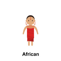 African, woman cartoon icon. Element of People around the world color icon. Premium quality graphic design icon. Signs and symbols collection icon for websites, web design