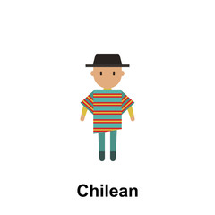 Chilean, man cartoon icon. Element of People around the world color icon. Premium quality graphic design icon. Signs and symbols collection icon for websites, web design