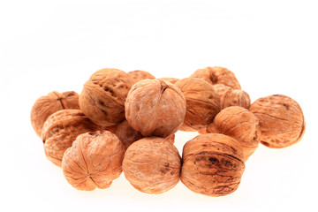 Walnuts on a white background
