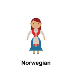 Norwegian, woman cartoon icon. Element of People around the world color icon. Premium quality graphic design icon. Signs and symbols collection icon for websites, web design