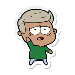 sticker of a cartoon tired man