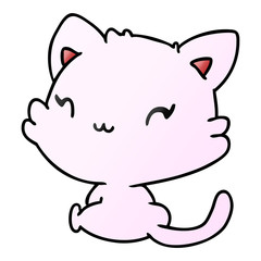gradient cartoon of cute kawaii kitten