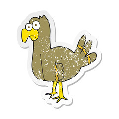 retro distressed sticker of a cartoon bird