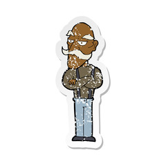 retro distressed sticker of a cartoon bored old man