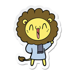 sticker of a happy cartoon lion