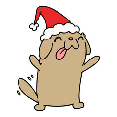 christmas cartoon of kawaii dog