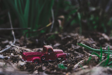 Toys in the garden, on the move.