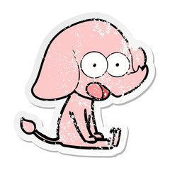 distressed sticker of a cute cartoon elephant
