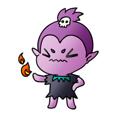 gradient cartoon of cute kawaii vampire girl