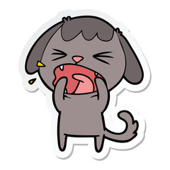 sticker of a cute cartoon dog barking