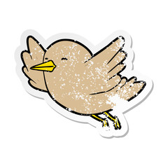distressed sticker of a cartoon bird