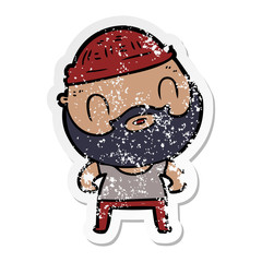 distressed sticker of a cartoon bearded man