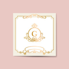 Initialed gold frame background