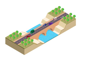 Isometric bridge over the river