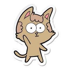 sticker of a happy cartoon cat