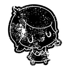 grunge icon of a cute kawaii girl