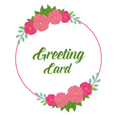 Vector illustration circular pink rose wreath frames for greeting card