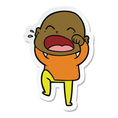 sticker of a cartoon shouting bald man