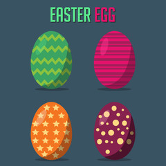 Happy Easter Collection set .Set of Easter eggs with different texture vector illustration