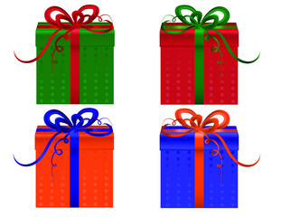 four colors gift box for a holiday