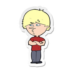 sticker of a cartoon suspicious man