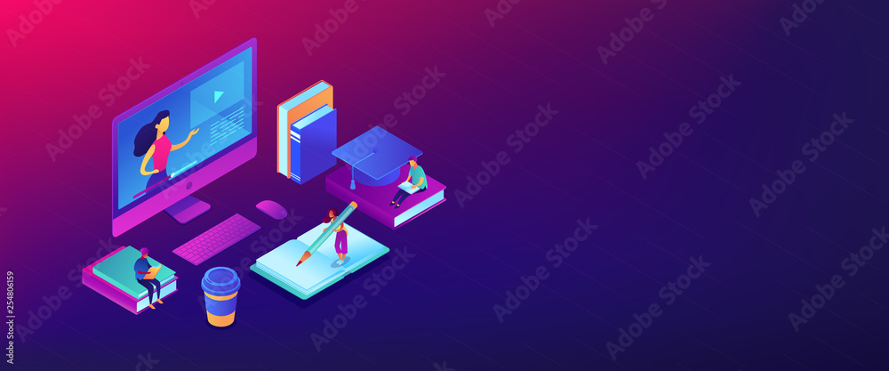 Canvas Prints e-learning isometric 3d banner header.