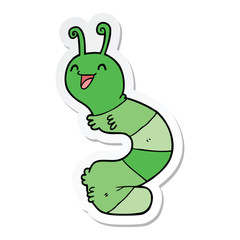sticker of a cartoon happy caterpillar