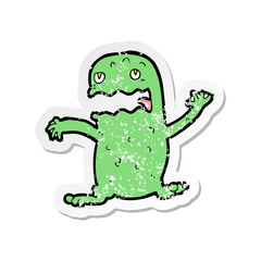 retro distressed sticker of a cartoon funny frog
