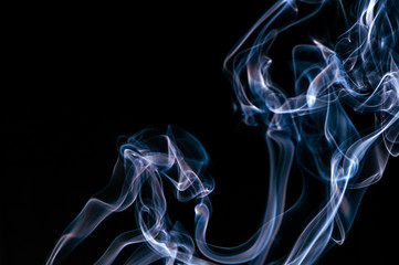 White Smoke on black background,  Abstract  background