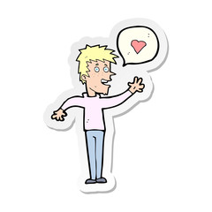 sticker of a cartoon man in love