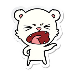 sticker of a angry cartoon polar bear