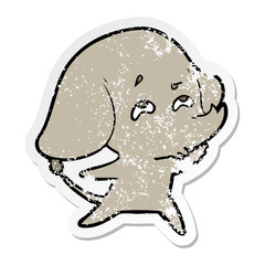 distressed sticker of a cartoon elephant remembering