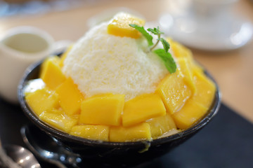 mango fruit topping on sweet iced tasty