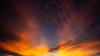 colorful dramatic sky with cloud at sunset