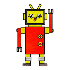 retro grunge texture cartoon robot
