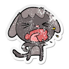 distressed sticker of a cute cartoon dog barking