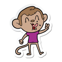 sticker of a crazy cartoon monkey