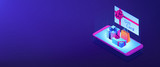 Digital gift card isometric 3D banner header.