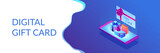 Digital gift card isometric 3D banner header.