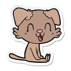 sticker of a laughing cartoon dog