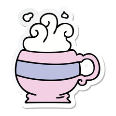 sticker of a quirky hand drawn cartoon hot drink