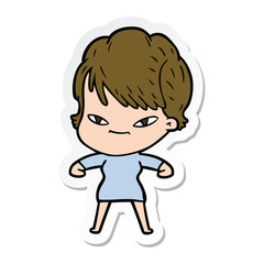 Obraz premium sticker of a cartoon happy woman