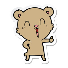 sticker of a happy laughing cartoon bear